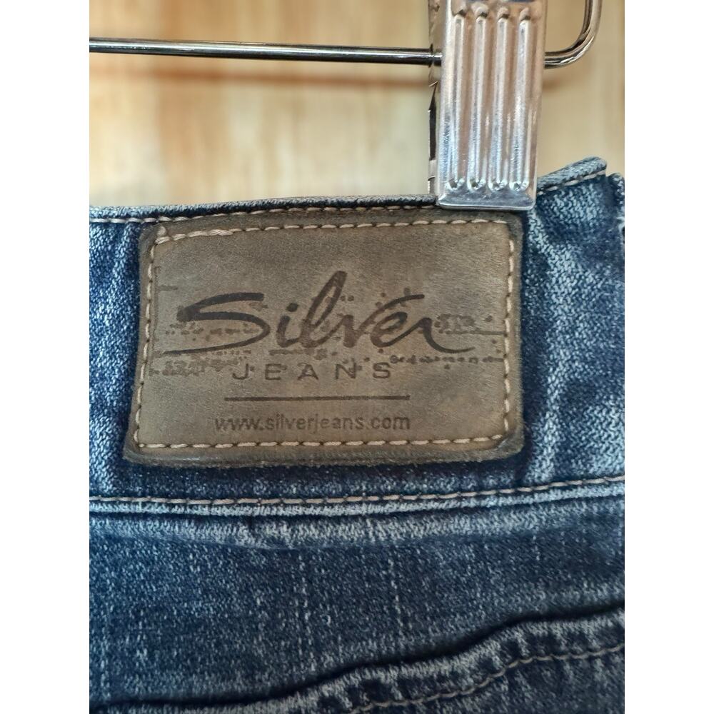 Y2K Silver Jeans Womens Size 29 Low Rise Dark Wash Bootcut Flare Denim Stretch - Picture 8 of 12
